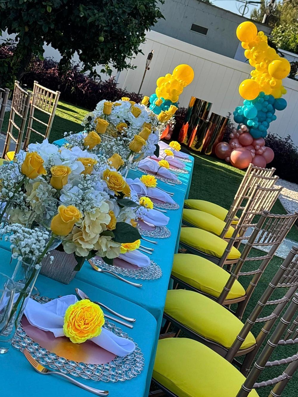 Long table set for a party