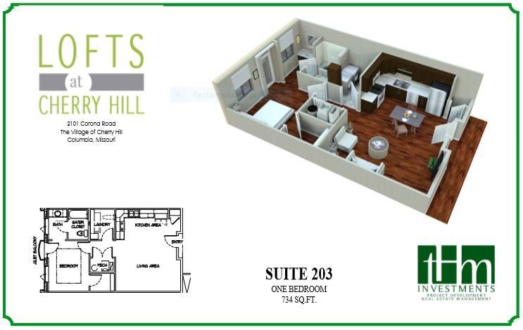 Look at The Lofts at Cherry Hill's Suite 203 Apartment Floor Plan in Columbia, MO