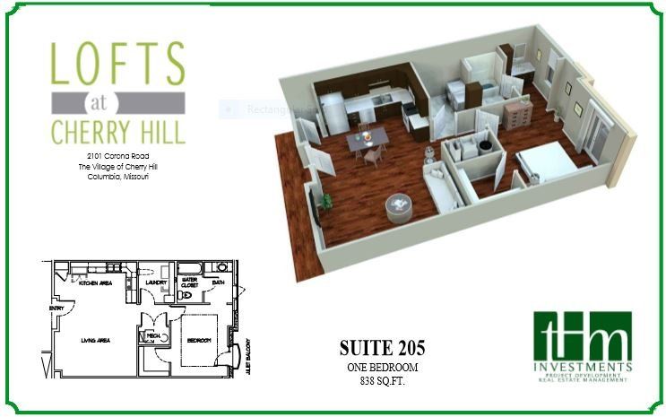 Look at The Lofts at Cherry Hill's Suite 205 Apartment Floor Plan in Columbia, MO