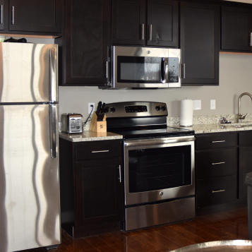 The Lofts' Columbia, MO Apartments Provide Stainless Steel Appliances in the Kitchens.