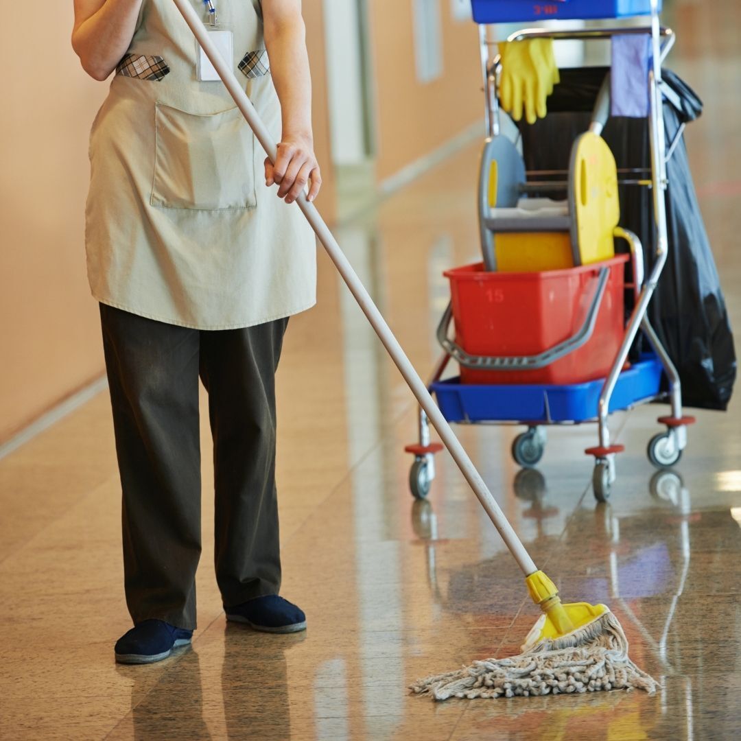 woman cleaning floor