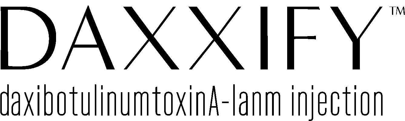 Logo for DAXXIFY (daxibotulinumtoxinA-lanm injection) in black text on a white background.