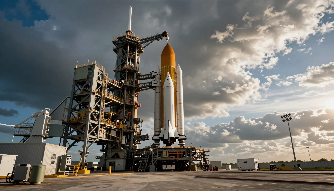 A cinematic view of a space center launch pad representing the immersive experiences EDUScan delivers