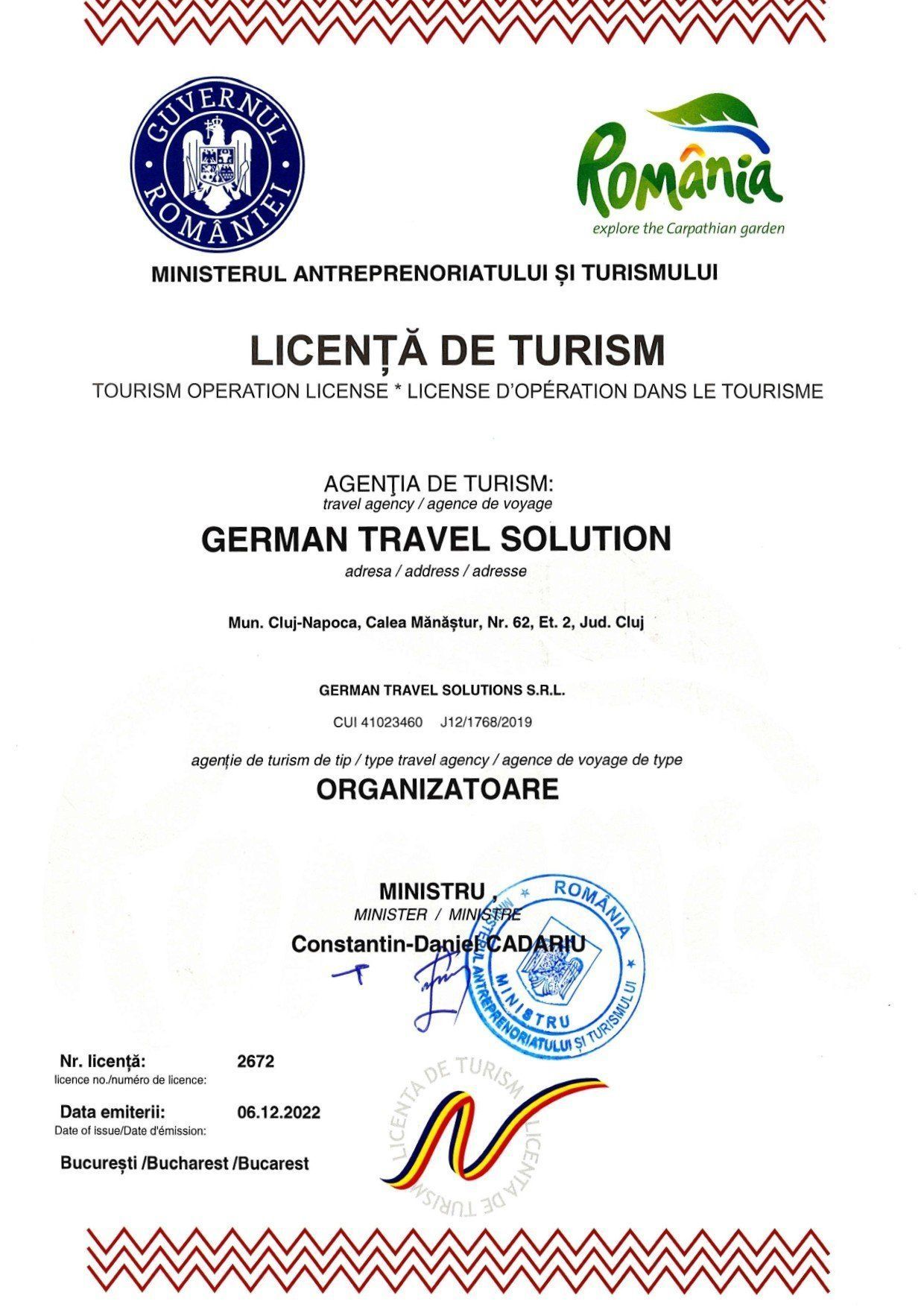 Licență de Turism - German Travel Solution
