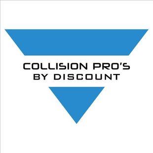 Blue inverted and regular triangle with "COLLISION PRO'S BY DISCOUNT" text.