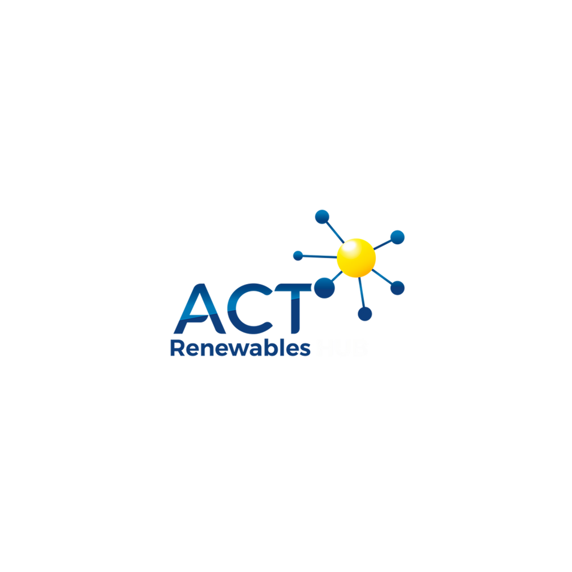 A blue and yellow logo for act renewables