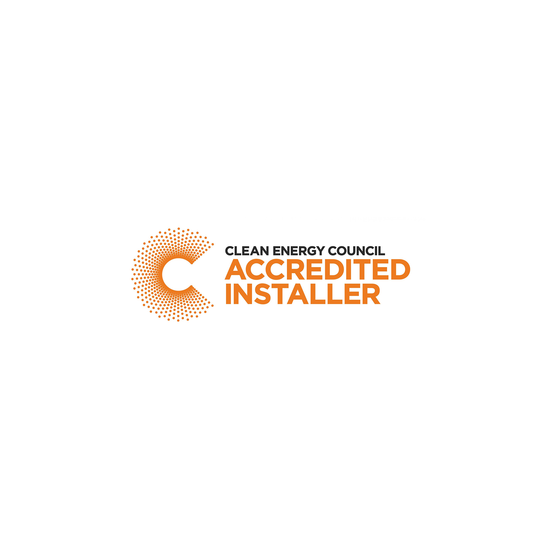 A clean energy council accredited installer logo on a white background