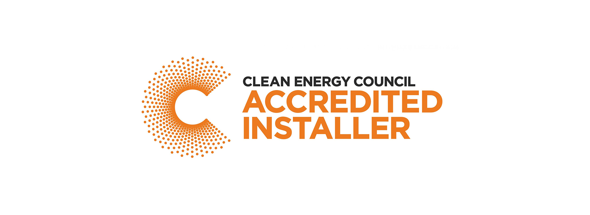 A clean energy council accredited installer logo on a white background