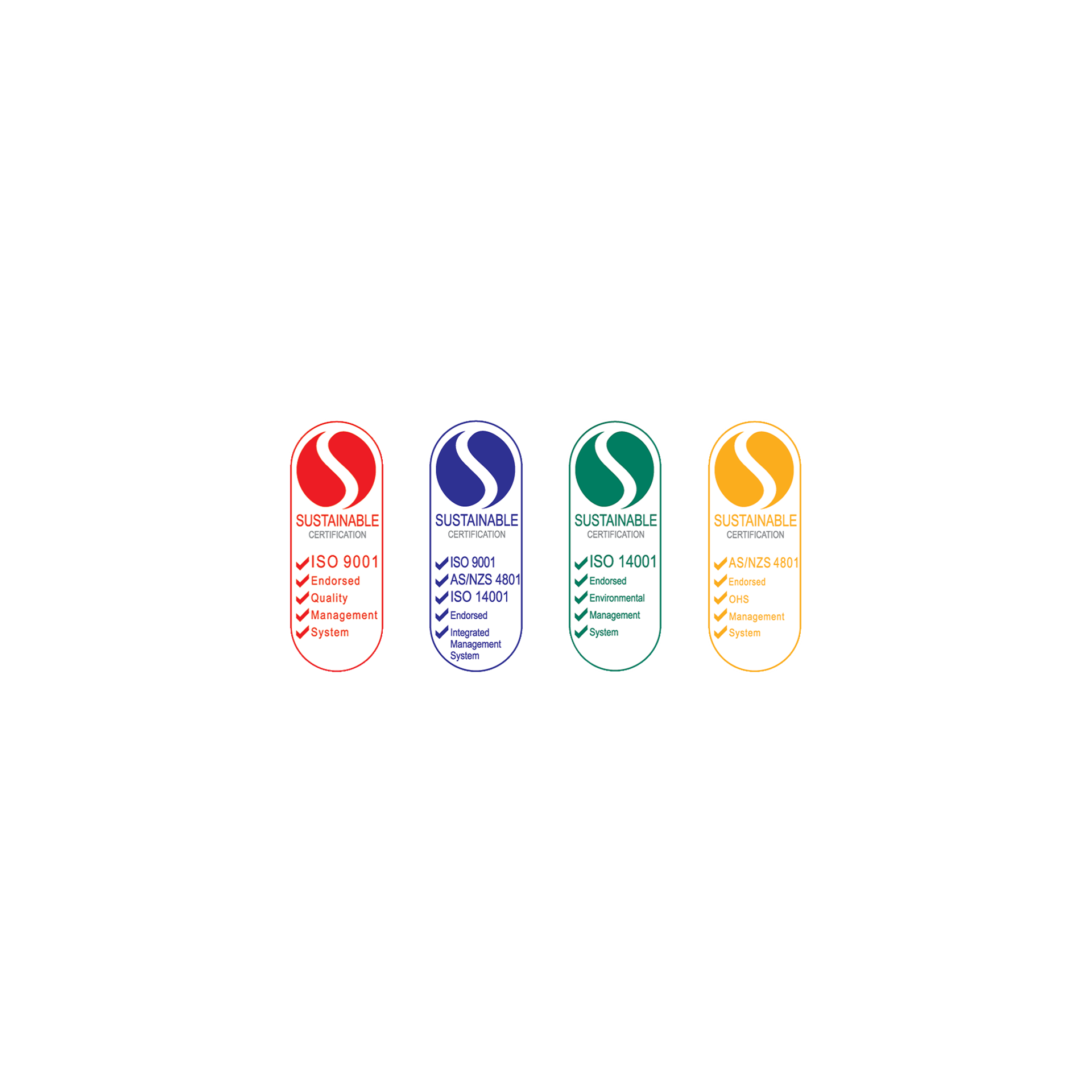 A set of four stickers with the letter ISO on them