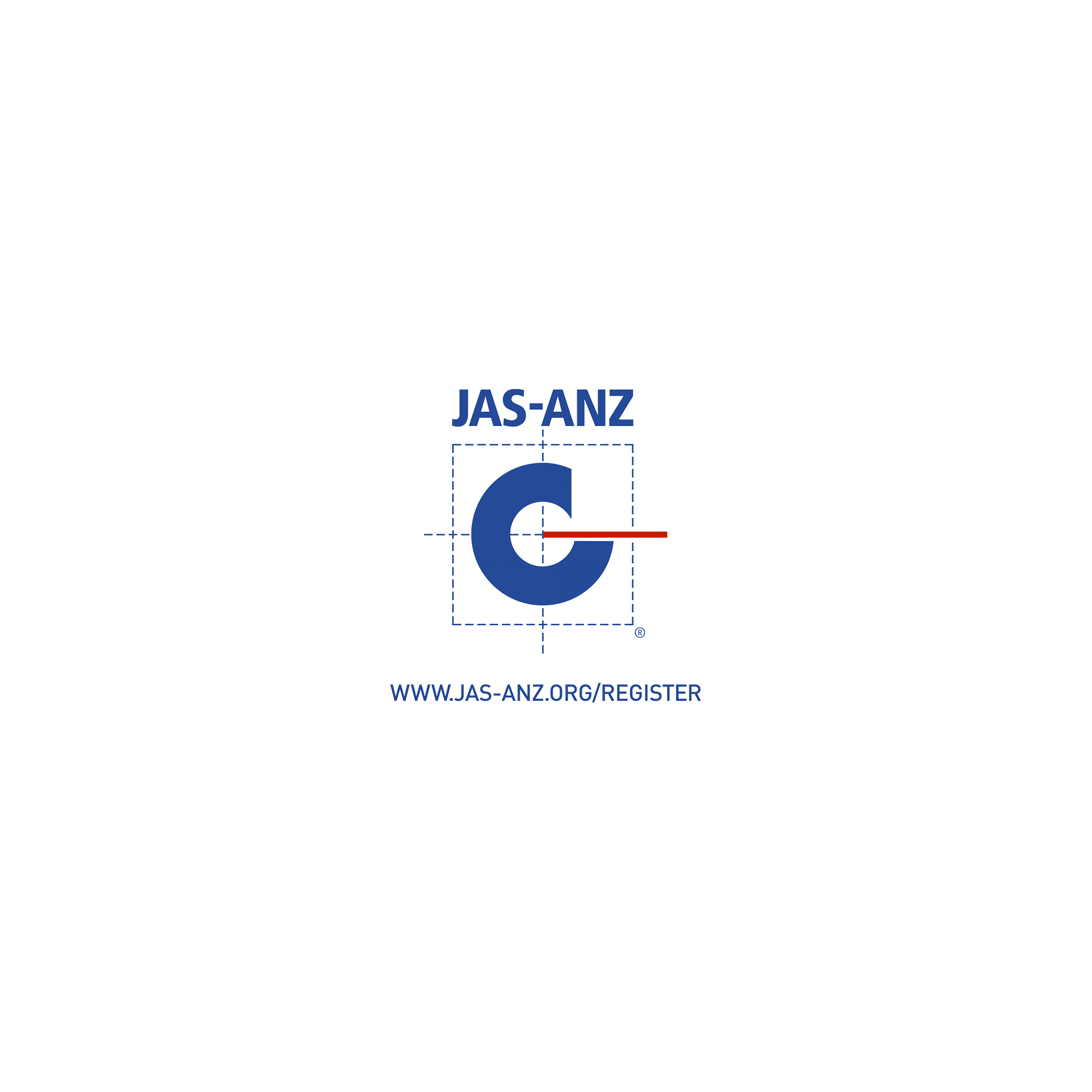 A blue and white logo for jas-anz