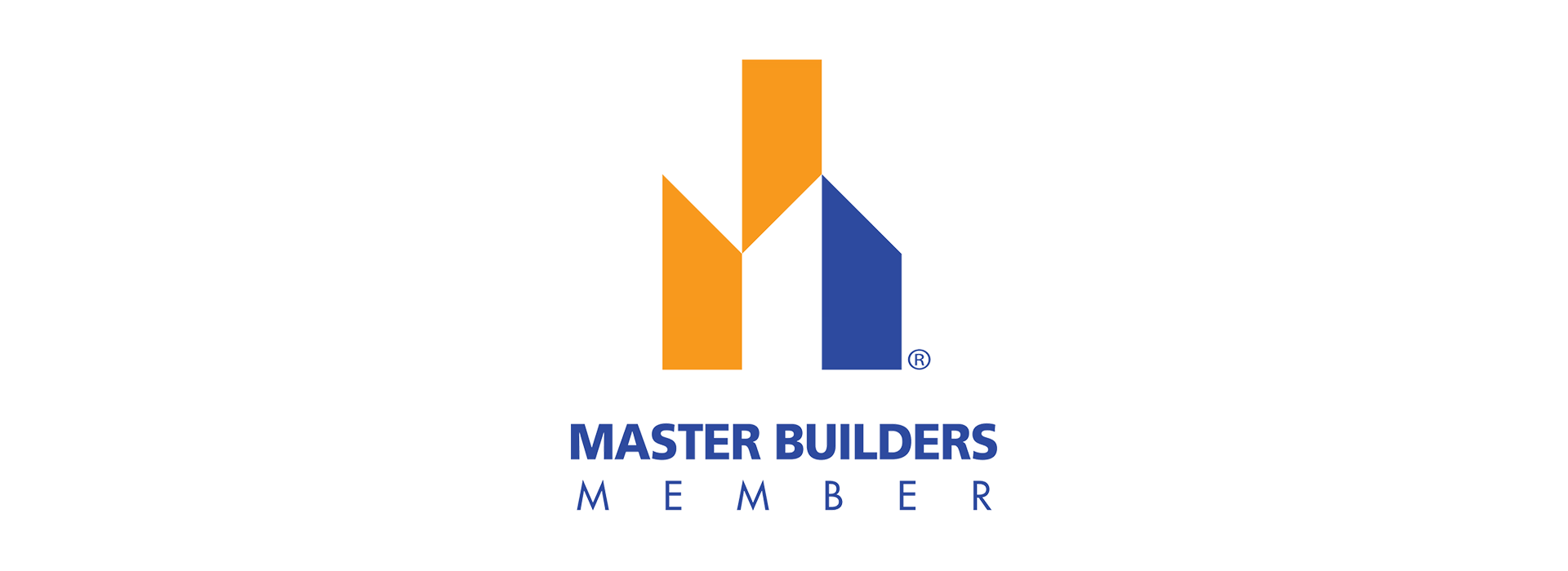 A blue and orange logo for master builders member