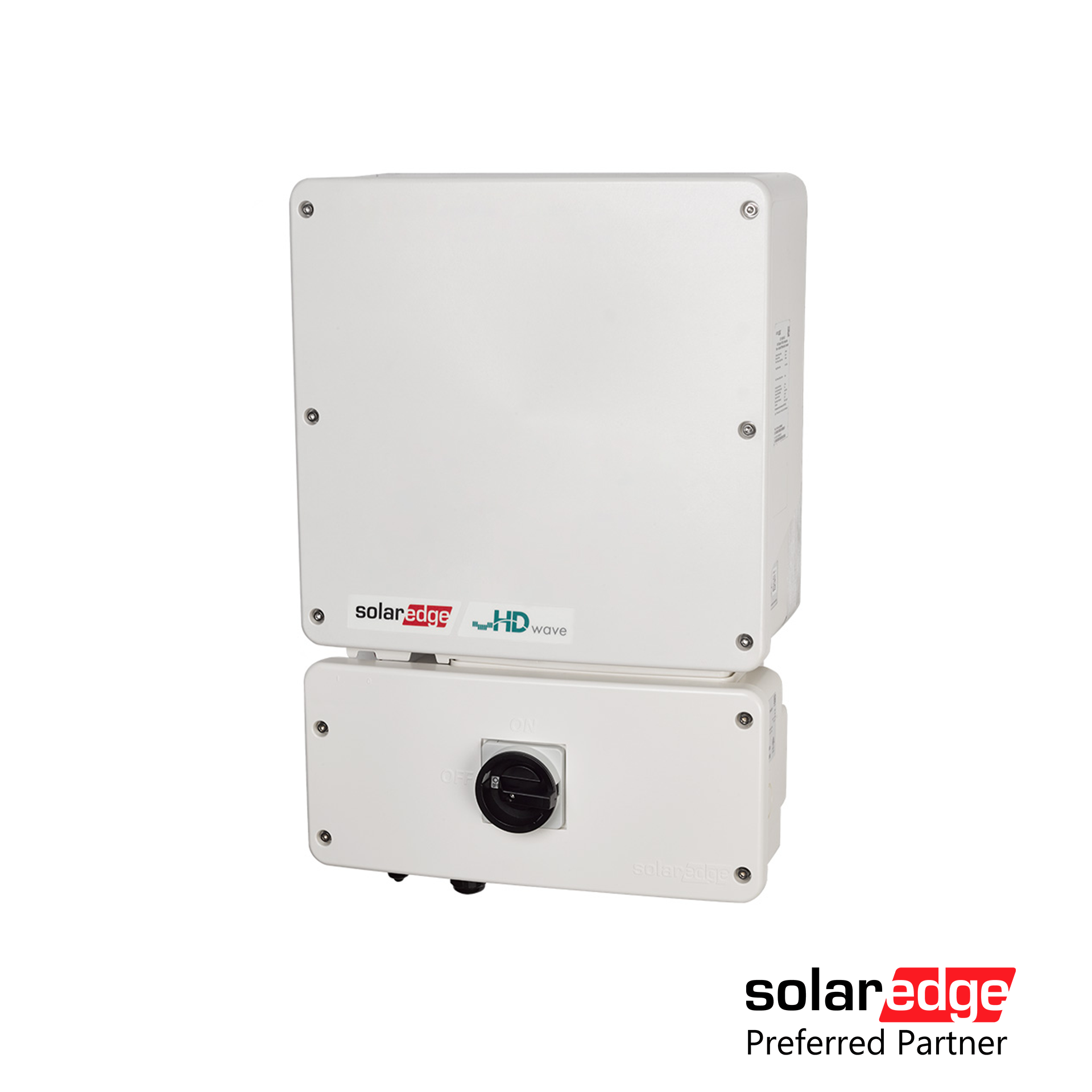 A white box with the words solaredge preferred partner on it