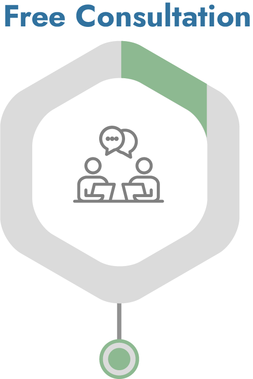 A free consultation icon with two people talking to each other.