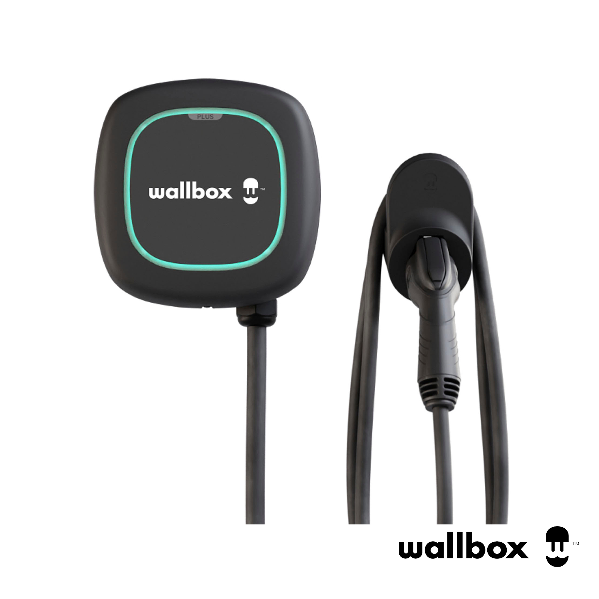 A wallbox charging station with a cable attached to it.