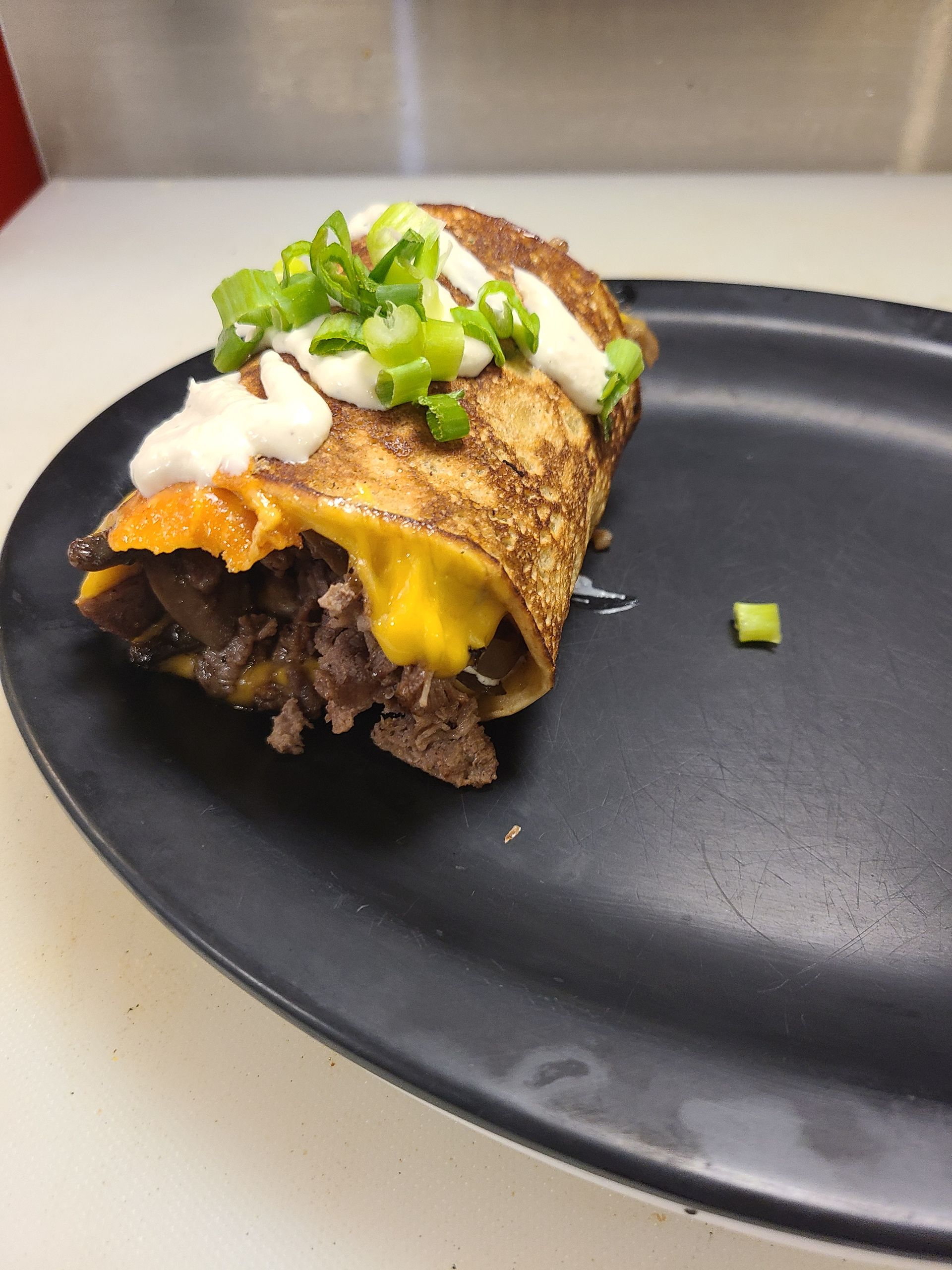 Steak Mushroom Cheese Boxty
