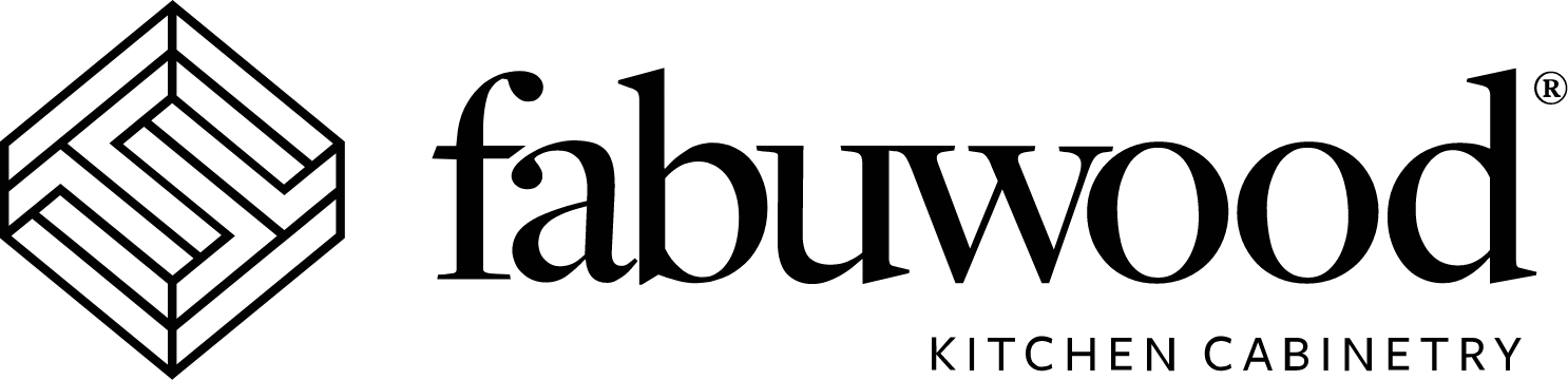 The logo for fabuwood kitchen cabinetry is black and white.