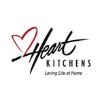 A heart kitchens logo with a heart and the words `` loving life at home ''.