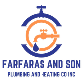 A logo for farfaras and son plumbing and heating co inc