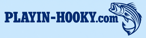 PLAYIN-HOOKY.com logo with blue fish graphic on a light background