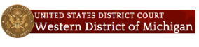 The logo for the united states district court western district of michigan