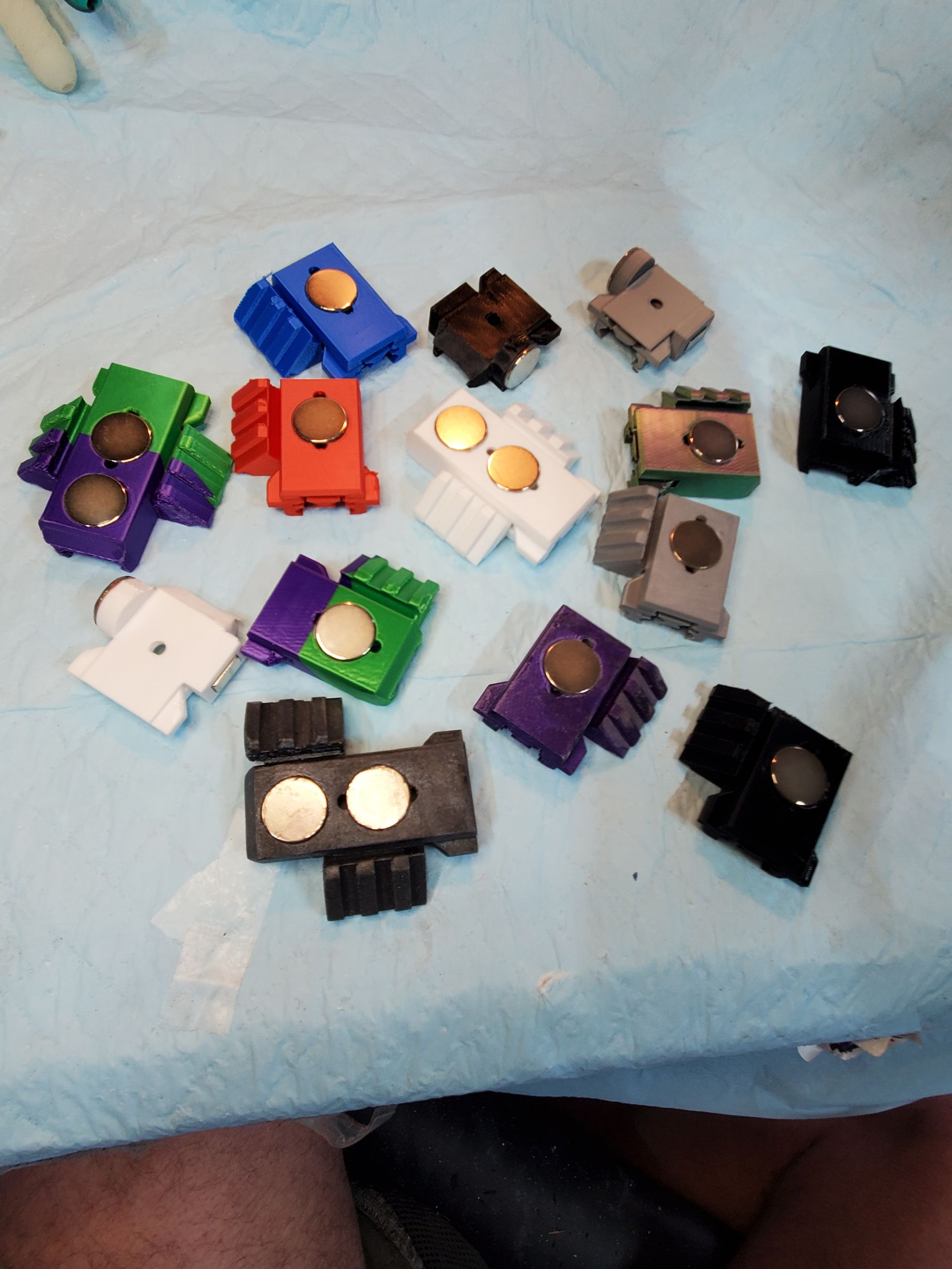 Colorful mounts in a variety of bold colors and shapes.