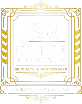 Gold ornate logo for &ldquo;J&W Elite Renovations&rdquo; with &ldquo;Specialty in Partnership&rdquo; text.