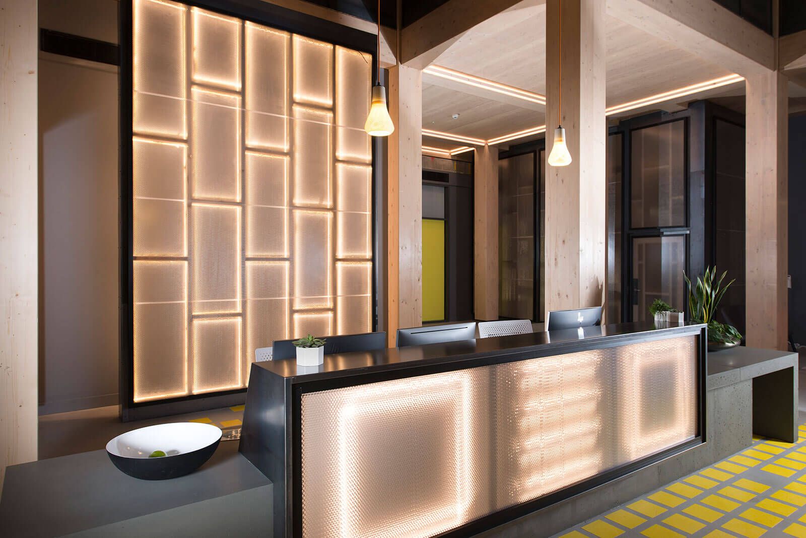 office interior design of front reception desk
