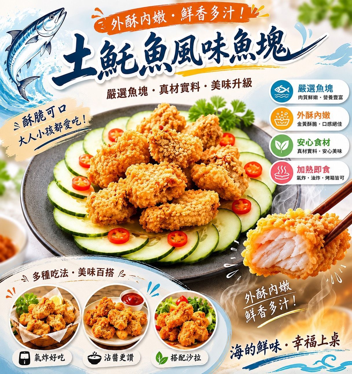 【愛要及食】土魠風味魚塊 600g 買6送1(超值優惠組)
