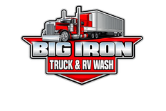 Big Iron Truck & RV Wash logo with red semi-truck and trailer