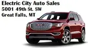 Electric City Auto Sales ad with a maroon SUV and address: 5001 49th St. SW, Great Falls, MT