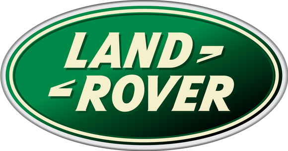 Land Rover green oval logo with white text and silver border