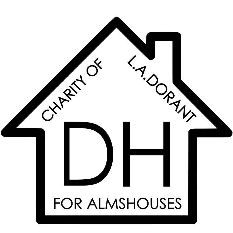 A logo inside a house outline featuring the text
