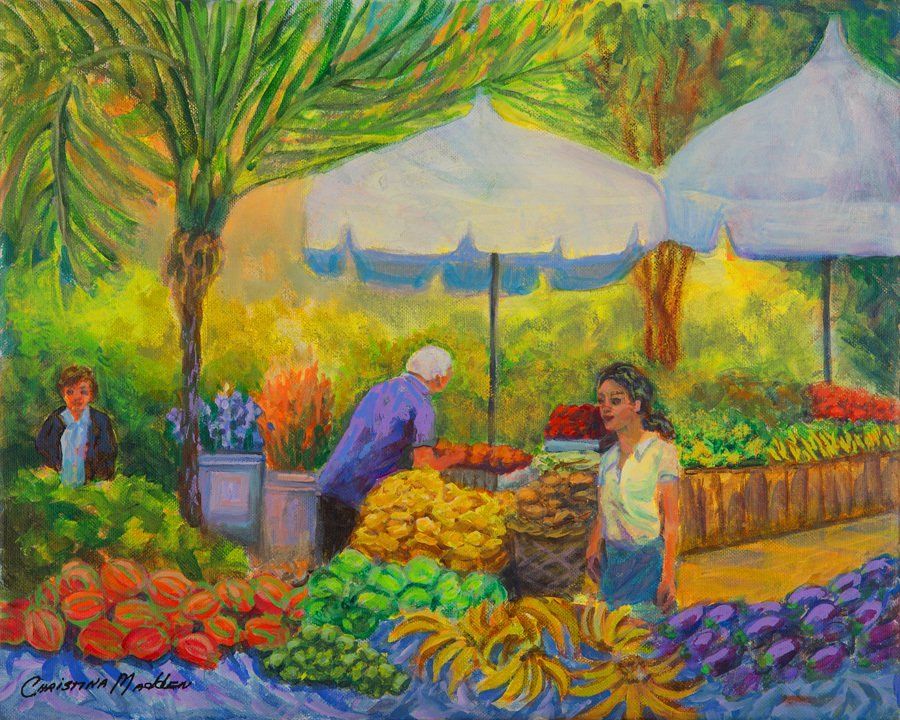 At the Market, Mixed Media, 16x20,