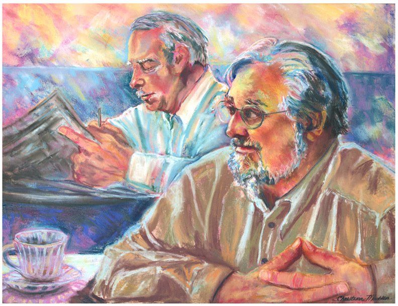 Coffee Shop Contemplation, Pastel 19x25