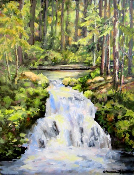 Morning at Horseshoe Falls, Original Painting, Mixed Media, 14x18