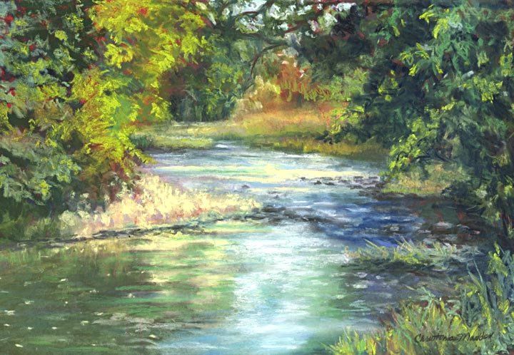 River Tranquility, Original Painting, Pastel, 12x18, Private Collection