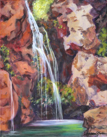Zion Hidden Pool, Acrylic, 14x18