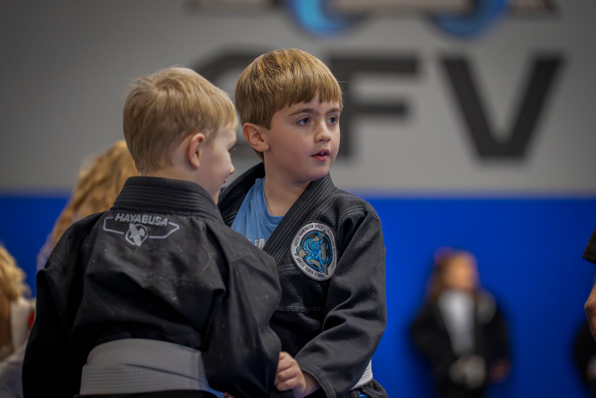 Students practicing Jiu-Jitsu drills at Gracie Jiu-Jitsu Farmington Valley in Canton, CT.