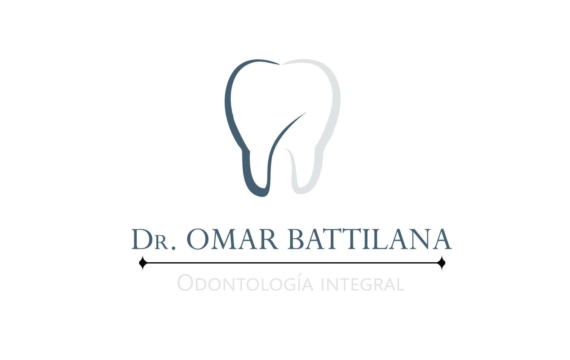Logotipo de la clínica dental del Dr. Omar Battilana, con los textos “Odontología Integral” y “Adultos y Niños”.
