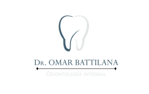 Logotipo de la clínica dental del Dr. Omar Battilana, con los textos “Odontología Integral” y “Adultos y Niños”.