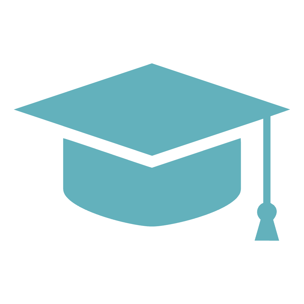 Blue graduation cap with tassel.