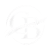 Faint circular logo with a large stylized letter B and a diagonal line across it on a white background