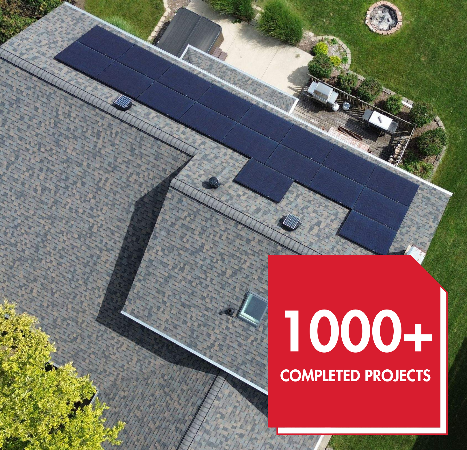 Solar panels installed on a roof with a