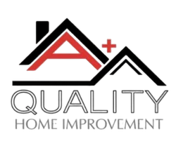 Logo for Quality Home Improvement. Black house silhouette with red 