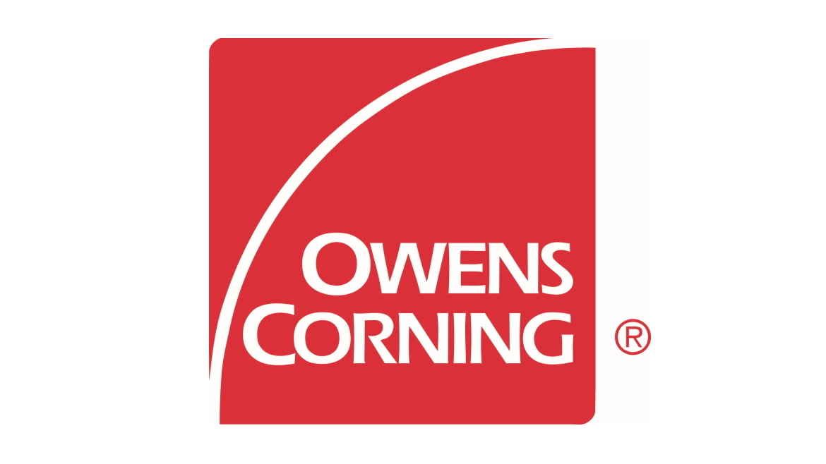 Owens Corning logo: white text and curved line on a red square.