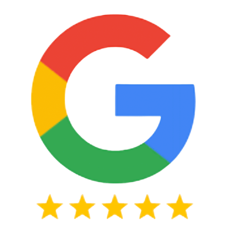 Google logo with five gold stars underneath