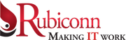 Rubiconn logo in red and black with the tagline “Making IT Work”