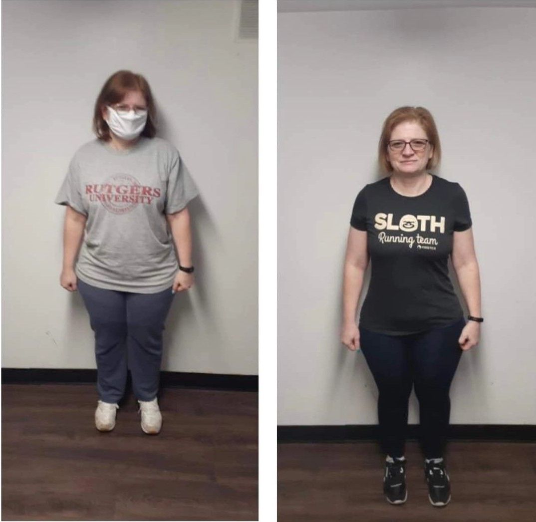 A woman wearing a mask and a sloth shirt