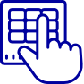 A hand is pressing a button on a keyboard.