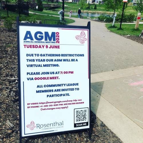 A sign that says agm tuesday june 9th